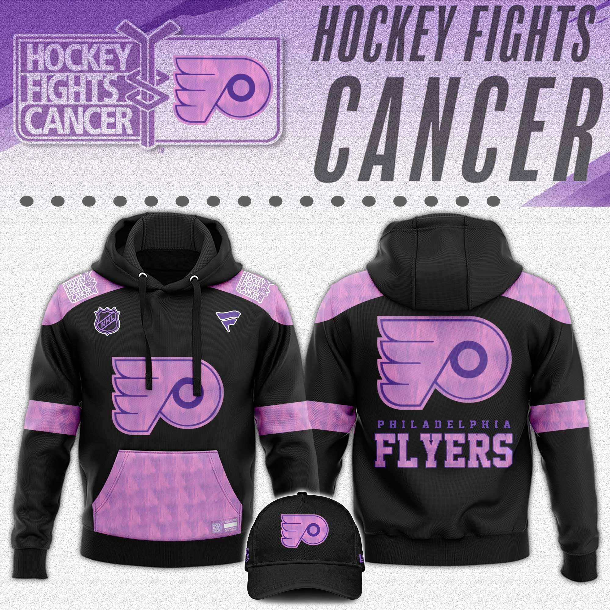 Philadelphia Flyers x Hockey Fights Cancer Black Hoodie 2024 - Famjoys Philadelphia Flyers x Hockey Fights Cancer Black Hoodie 2024 - Famjoys