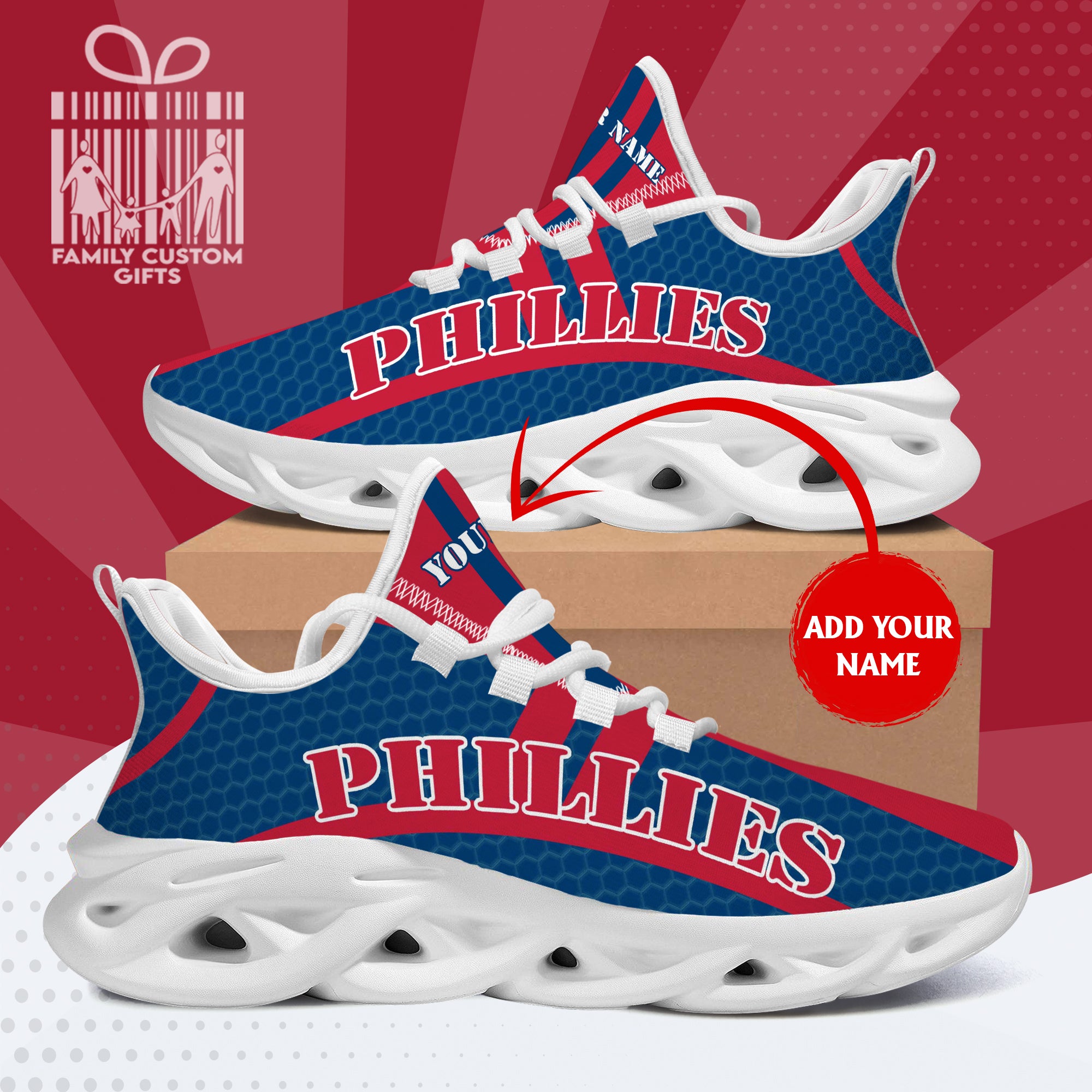 Philadelphia Phillies Custom Baseball Personalized Max Soul Sneakers Running Sport Shoes - Famjoys Philadelphia Phillies Custom Baseball Personalized Max Soul Sneakers Running Sport Shoes - Famjoys