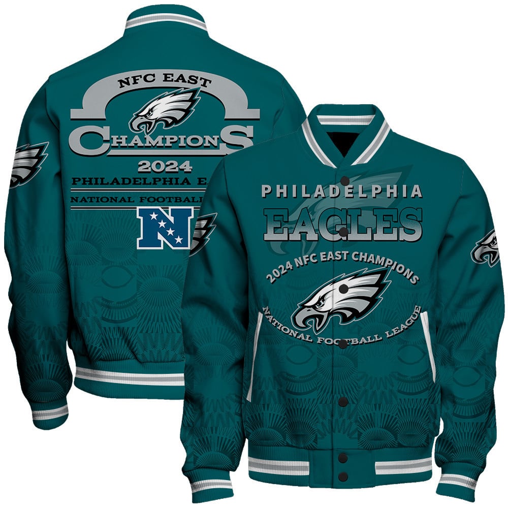 Philadephia Eagles NFC East Champions A Legend Is Being Written Varsity Jacket - Famjoys Philadephia Eagles NFC East Champions A Legend Is Being Written Varsity Jacket - Famjoys