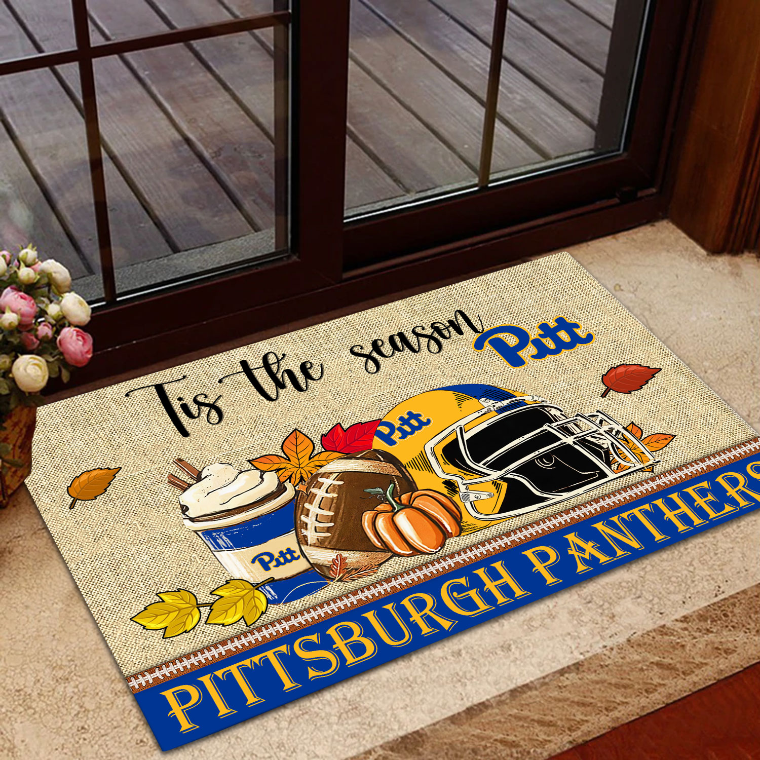 Pittsburgh Panthers Fall Football Custom Doormat - Custom Text - Famjoys Pittsburgh Panthers Fall Football Custom Doormat - Custom Text - Famjoys