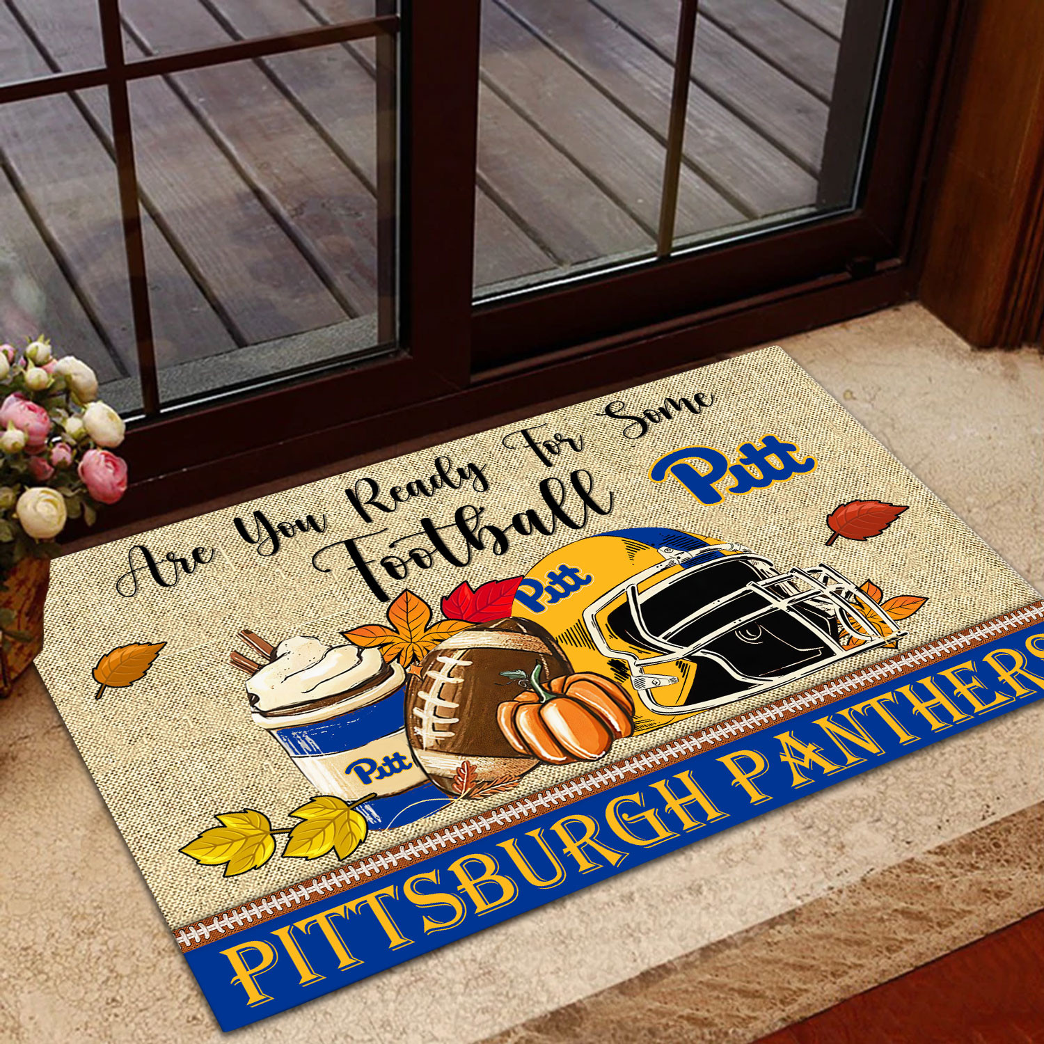 Pittsburgh Panthers Fall Football Custom Doormat - Custom Text - Famjoys Pittsburgh Panthers Fall Football Custom Doormat - Custom Text - Famjoys