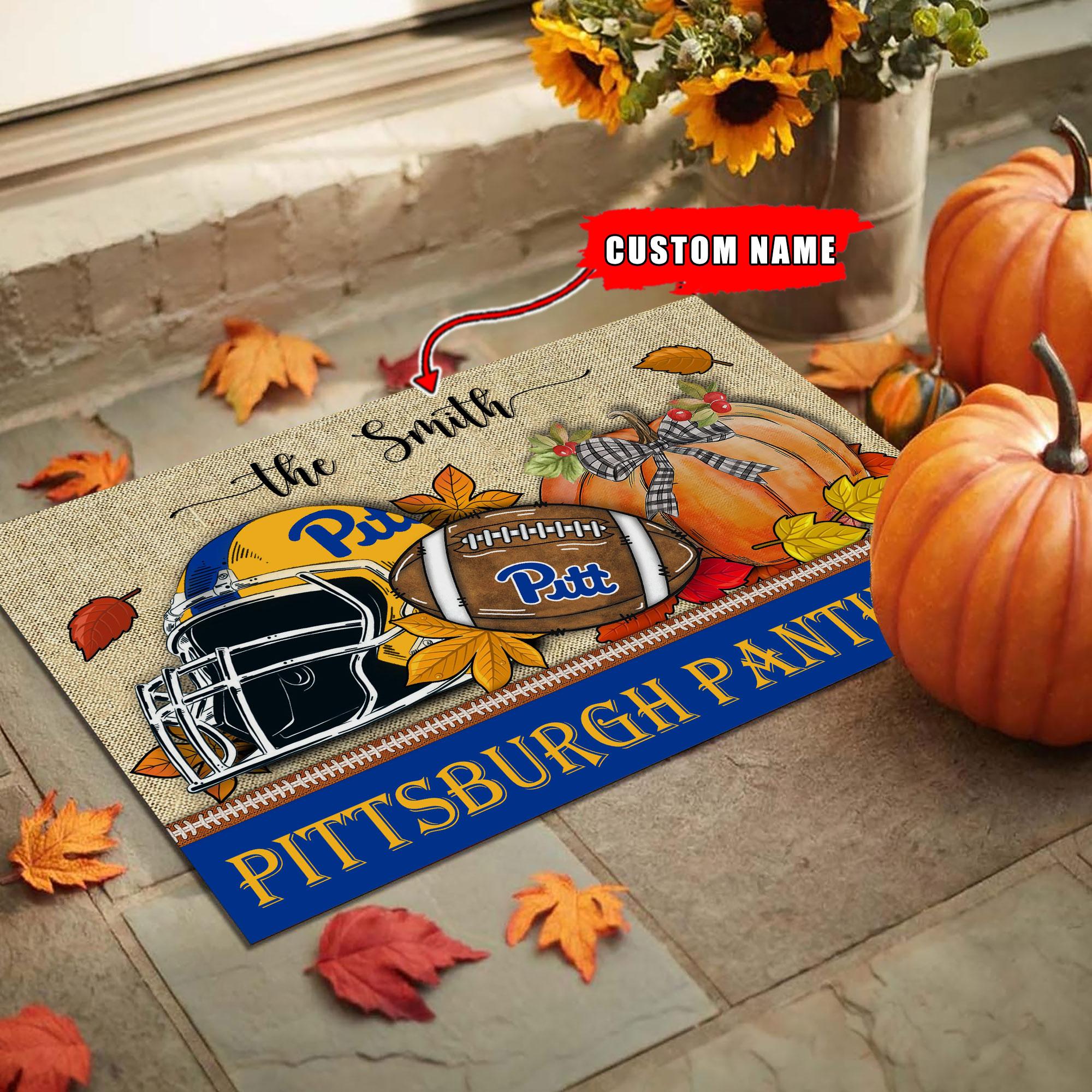 Pittsburgh Panthers Fall Football Doormat - Famjoys Pittsburgh Panthers Fall Football Doormat - Famjoys