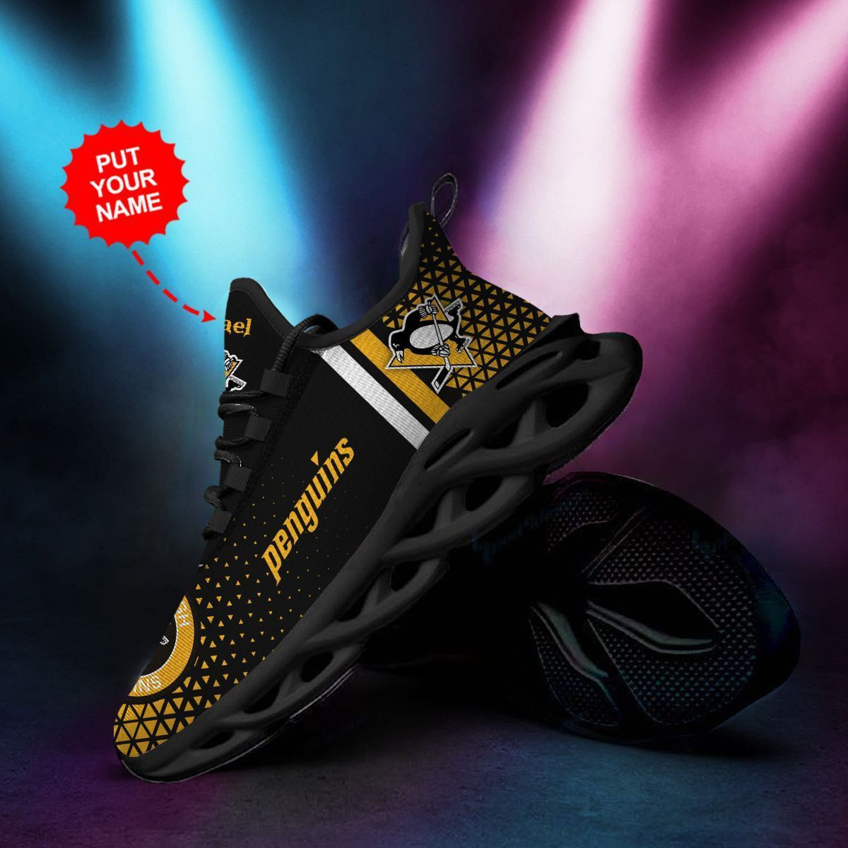 Pittsburgh Penguins Custom Personalized Max Soul Sneakers Shoes - Famjoys Pittsburgh Penguins Custom Personalized Max Soul Sneakers Shoes - Famjoys