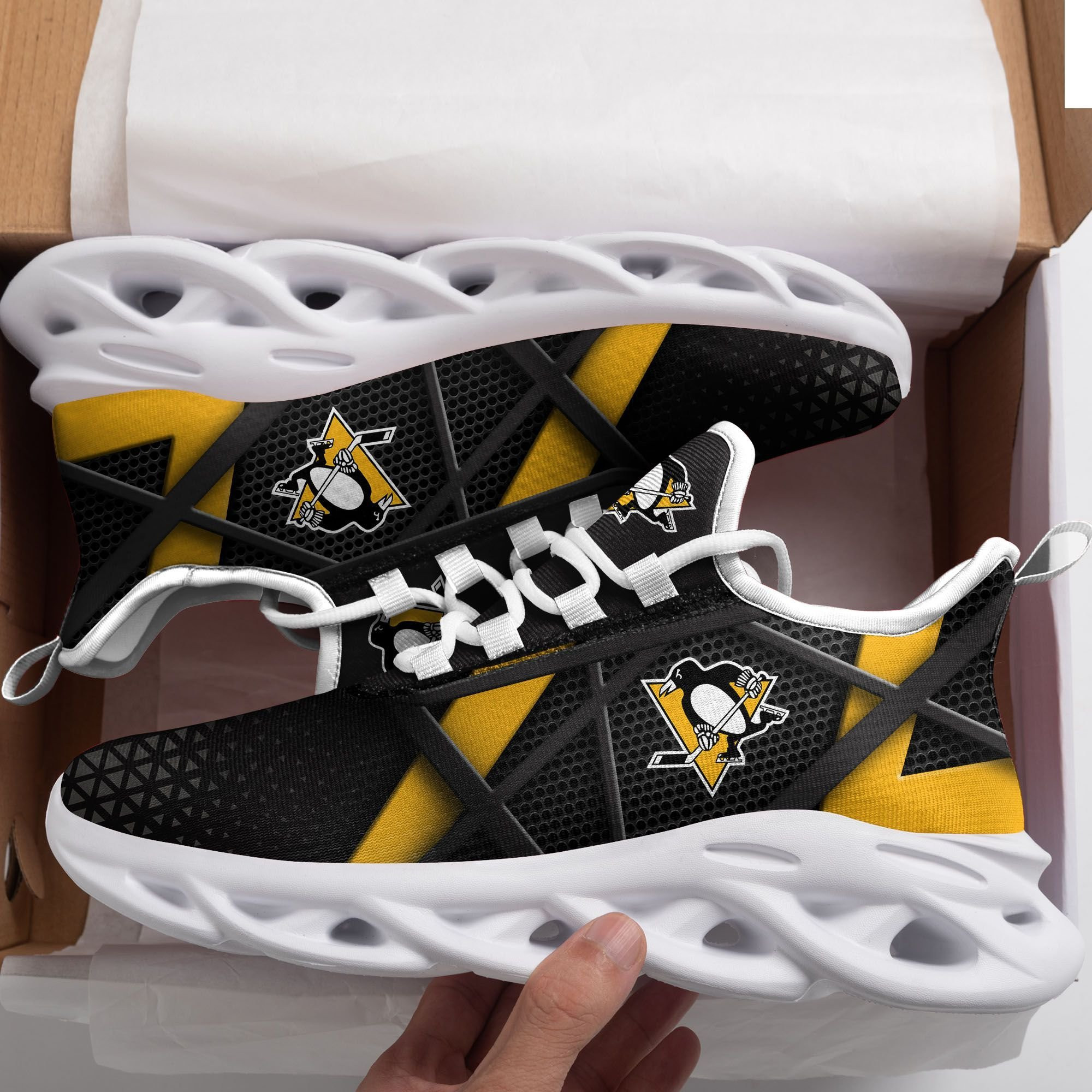 Pittsburgh Penguins Max Soul Sneakers Shoes - Famjoys Pittsburgh Penguins Max Soul Sneakers Shoes - Famjoys