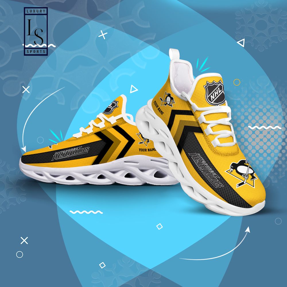 Pittsburgh Penguins NHL Personalized Max Soul Shoes - Famjoys Pittsburgh Penguins NHL Personalized Max Soul Shoes - Famjoys