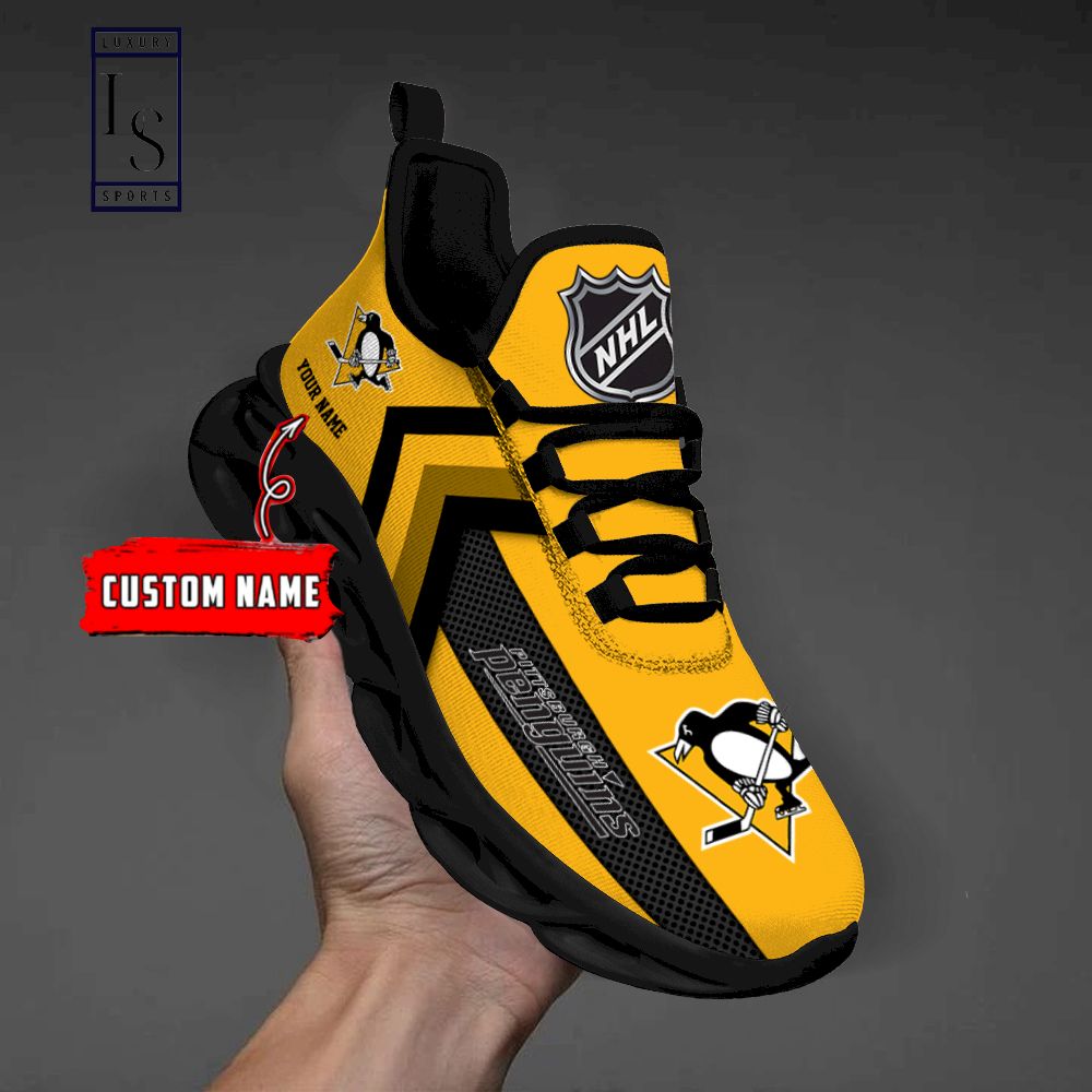 Pittsburgh Penguins NHL Personalized Max Soul Shoes - Famjoys Pittsburgh Penguins NHL Personalized Max Soul Shoes - Famjoys