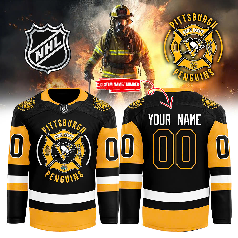 Pittsburgh Penguins x Firefighter Appreciation Night Premium Personalized Jersey - Famjoys Pittsburgh Penguins x Firefighter Appreciation Night Premium Personalized Jersey - Famjoys