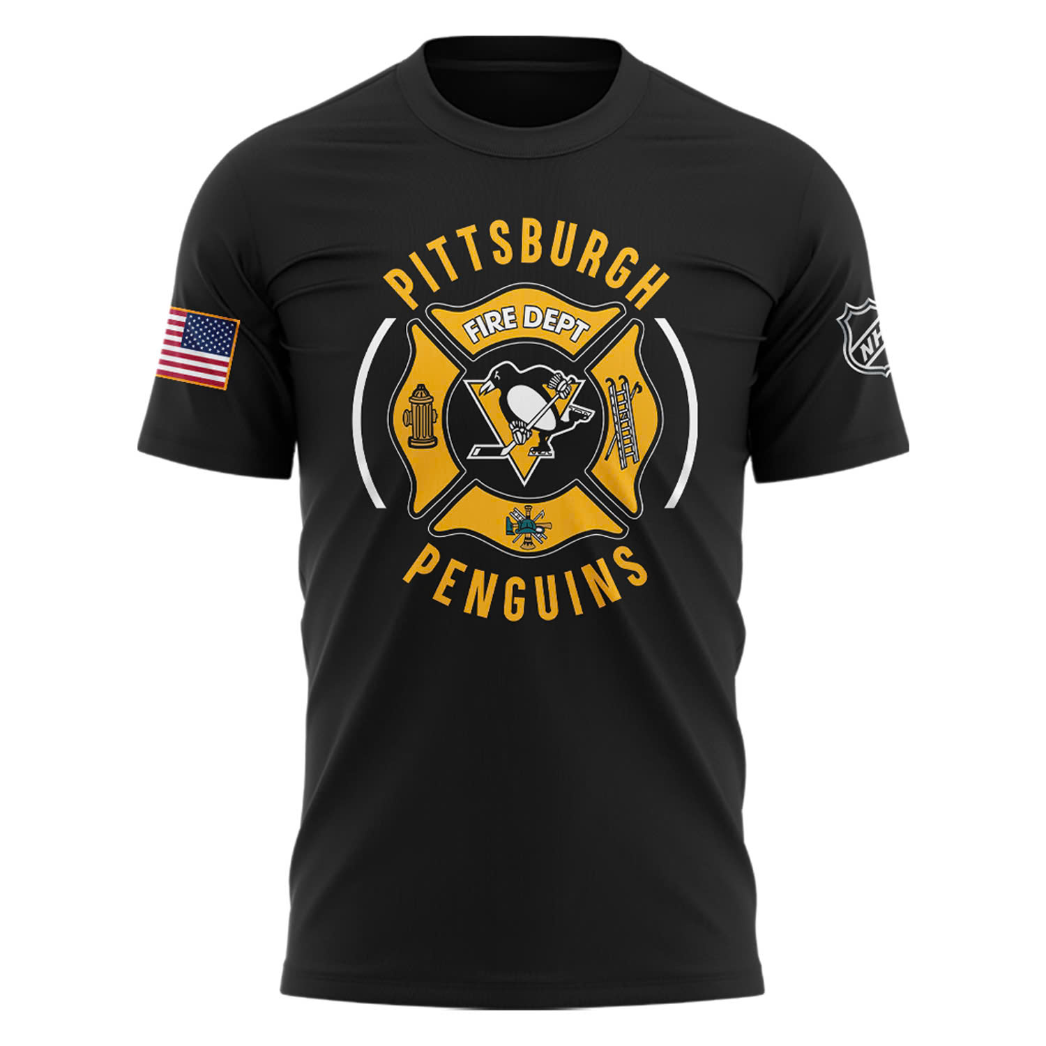 Pittsburgh Penguins x Firefighter Appreciation Night Premium Tee - Famjoys Pittsburgh Penguins x Firefighter Appreciation Night Premium Tee - Famjoys
