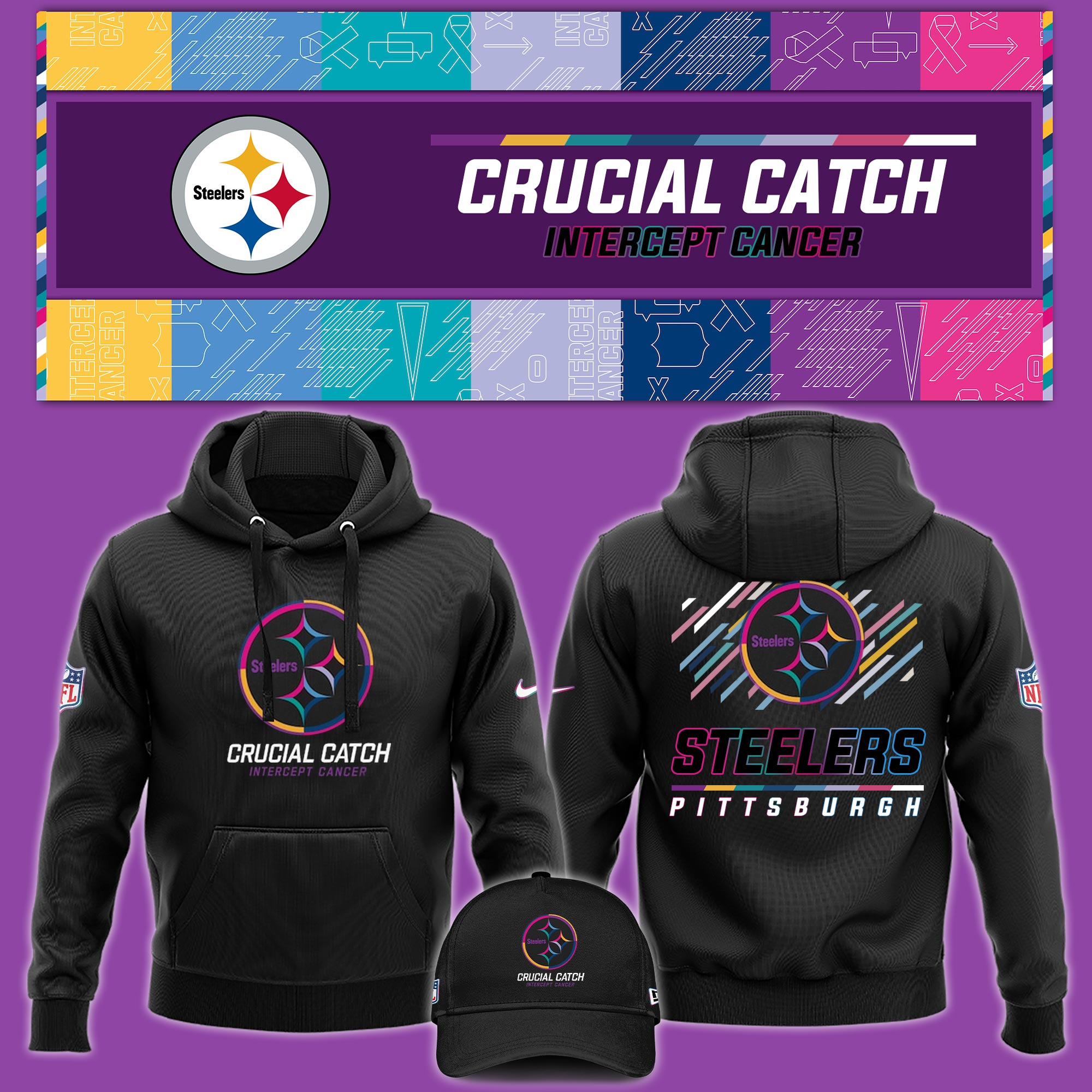Pittsburgh Steeler Crucial Catch Hoodie - Famjoys Pittsburgh Steeler Crucial Catch Hoodie - Famjoys
