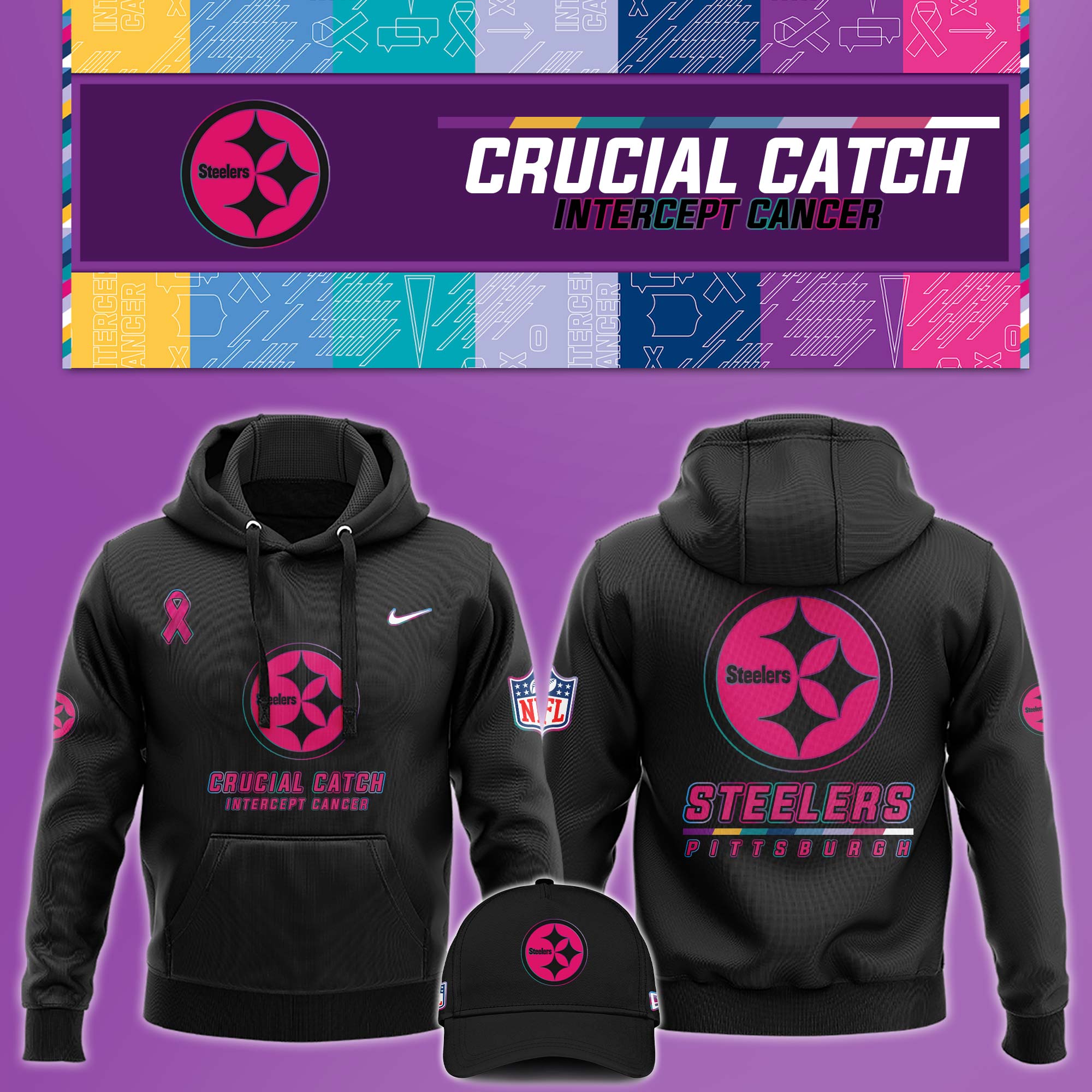 Pittsburgh Steeler Crucial Catch Hoodie V2 - Famjoys Pittsburgh Steeler Crucial Catch Hoodie V2 - Famjoys