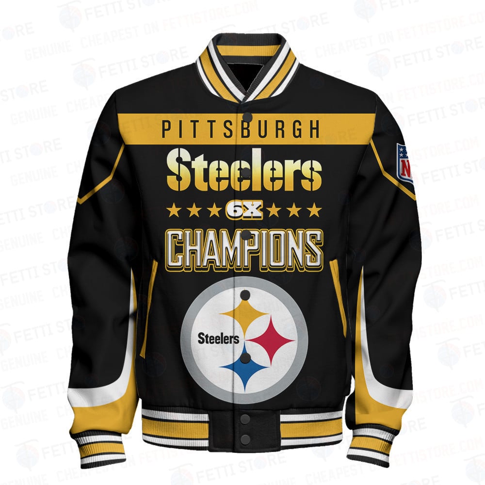 Pittsburgh Steelers 6X Super Bowl Champions Varsity Jacket - Famjoys Pittsburgh Steelers 6X Super Bowl Champions Varsity Jacket - Famjoys