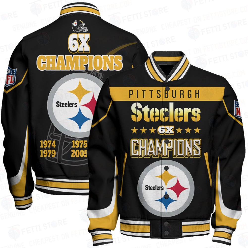 Pittsburgh Steelers 6X Super Bowl Champions Varsity Jacket - Famjoys Pittsburgh Steelers 6X Super Bowl Champions Varsity Jacket - Famjoys
