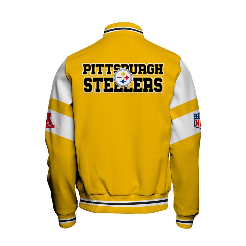 Pittsburgh Steelers American Football Conference Unisex Varsity Jacket V11 - Famjoys Pittsburgh Steelers American Football Conference Unisex Varsity Jacket V11 - Famjoys