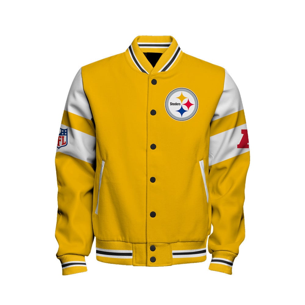 Pittsburgh Steelers American Football Conference Unisex Varsity Jacket V11 - Famjoys Pittsburgh Steelers American Football Conference Unisex Varsity Jacket V11 - Famjoys