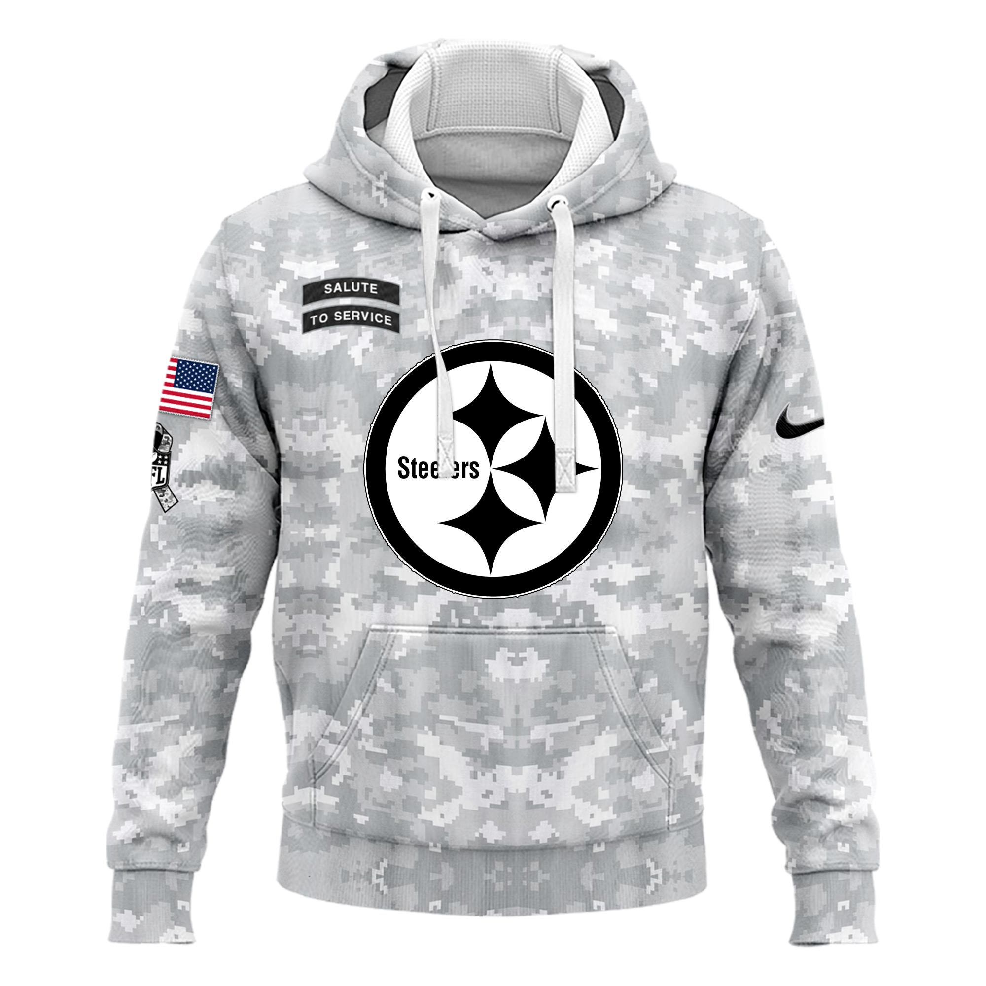 Pittsburgh Steelers Arctic Camo Salute to Service Club Hoodie - Famjoys Pittsburgh Steelers Arctic Camo Salute to Service Club Hoodie - Famjoys