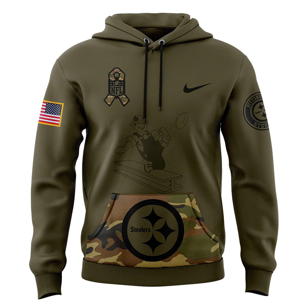 Pittsburgh Steelers Camo Salute to Service Club Fleece Pullover Hoodie - Famjoys Pittsburgh Steelers Camo Salute to Service Club Fleece Pullover Hoodie - Famjoys