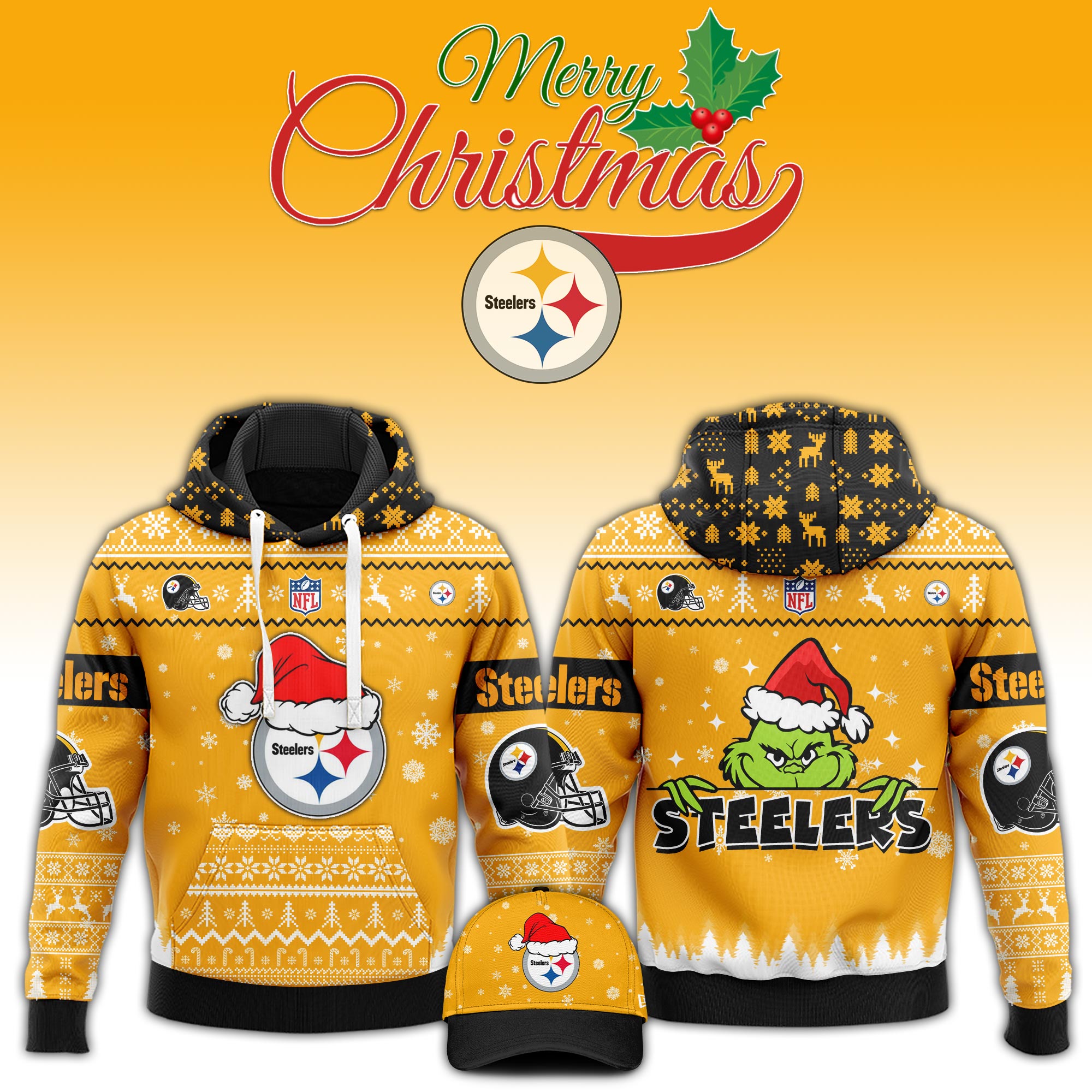Pittsburgh Steelers Christmas Hoodie - Famjoys Pittsburgh Steelers Christmas Hoodie - Famjoys