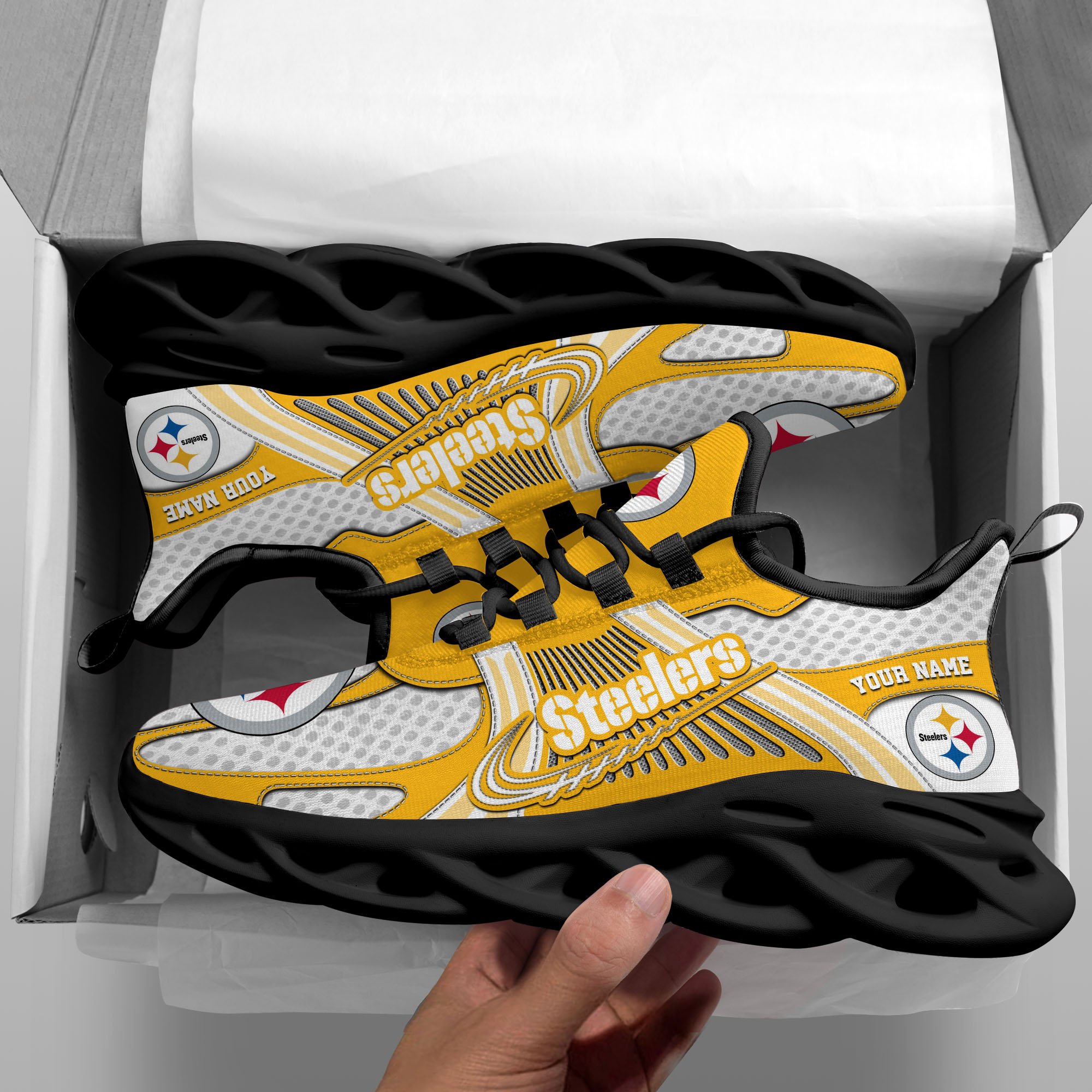 Pittsburgh Steelers Clunky Sneakers Custom Your Name, Sport Sneakers For Fans, Gifts For Sport Lovers, Gift For Dad ETRG-62453 - Famjoys Pittsburgh Steelers Clunky Sneakers Custom Your Name, Sport Sneakers For Fans, Gifts For Sport Lovers, Gift For Dad ETRG-62453 - Famjoys