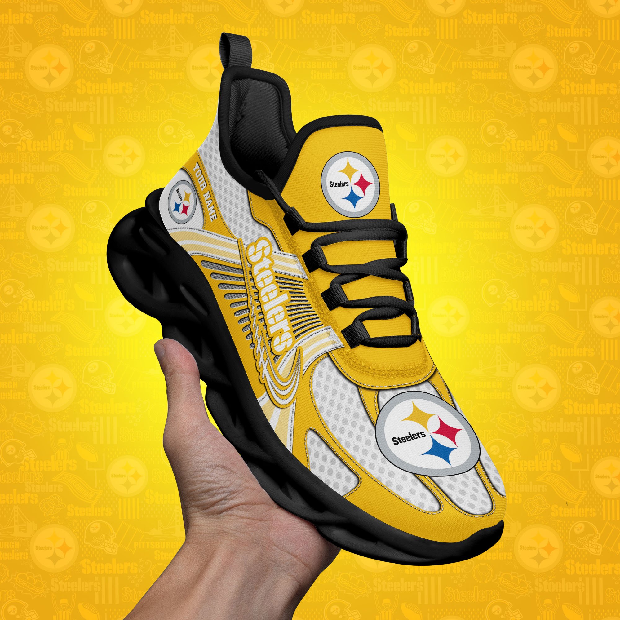 Pittsburgh Steelers Clunky Sneakers Custom Your Name, Sport Sneakers For Fans, Gifts For Sport Lovers, Gift For Dad ETRG-62453 - Famjoys Pittsburgh Steelers Clunky Sneakers Custom Your Name, Sport Sneakers For Fans, Gifts For Sport Lovers, Gift For Dad ETRG-62453 - Famjoys