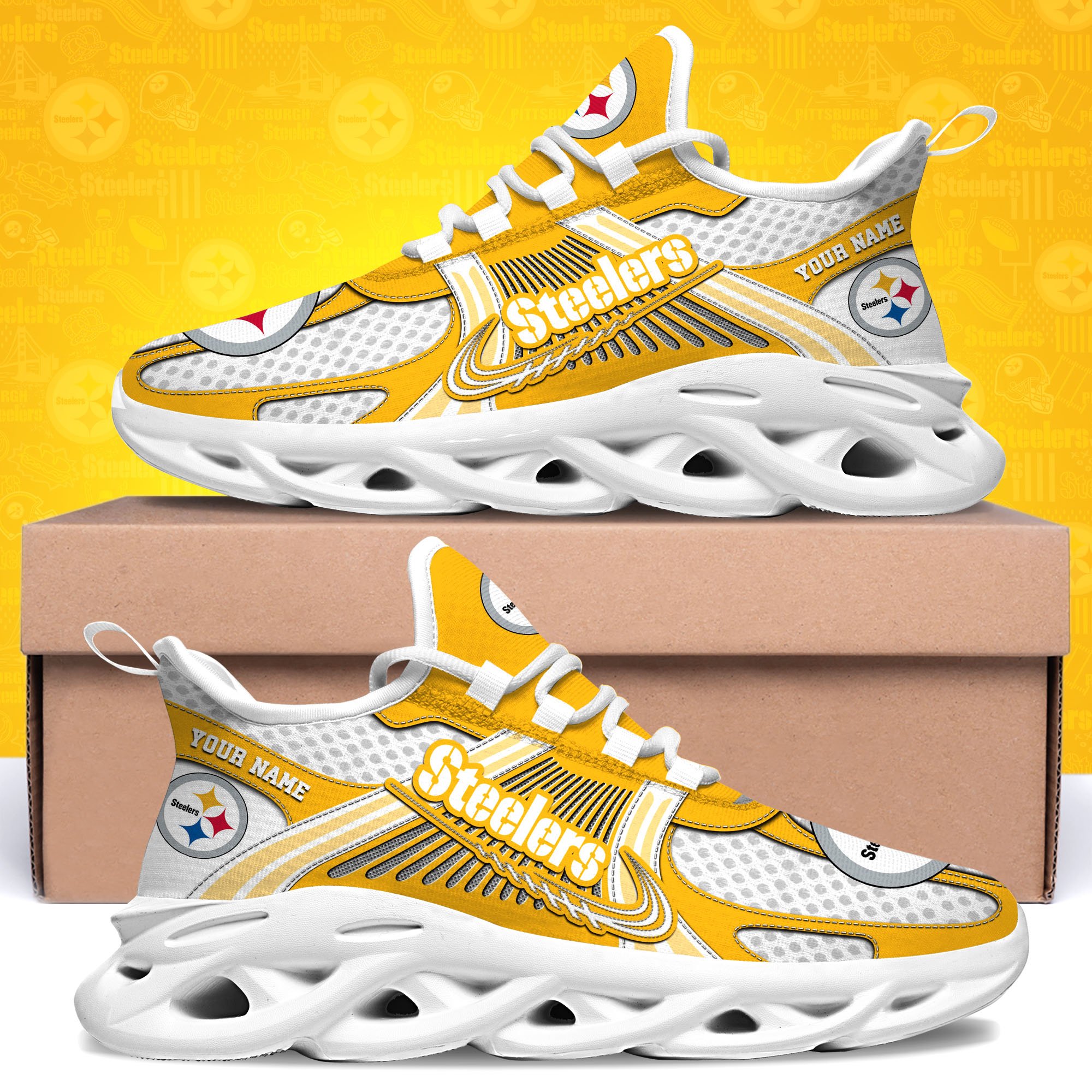 Pittsburgh Steelers Clunky Sneakers Custom Your Name, Sport Sneakers For Fans, Gifts For Sport Lovers, Gift For Dad ETRG-62453 - Famjoys Pittsburgh Steelers Clunky Sneakers Custom Your Name, Sport Sneakers For Fans, Gifts For Sport Lovers, Gift For Dad ETRG-62453 - Famjoys