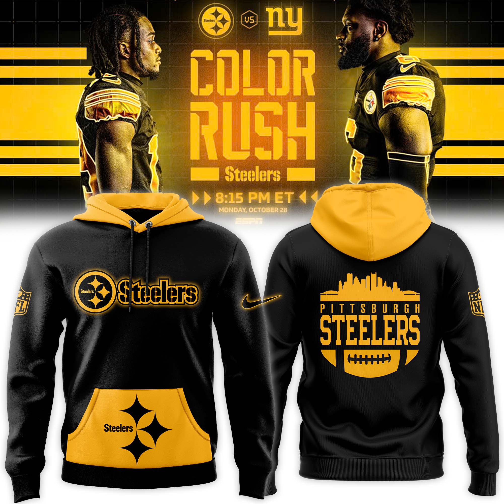 Pittsburgh Steelers Color Rush Hoodie - Famjoys Pittsburgh Steelers Color Rush Hoodie - Famjoys