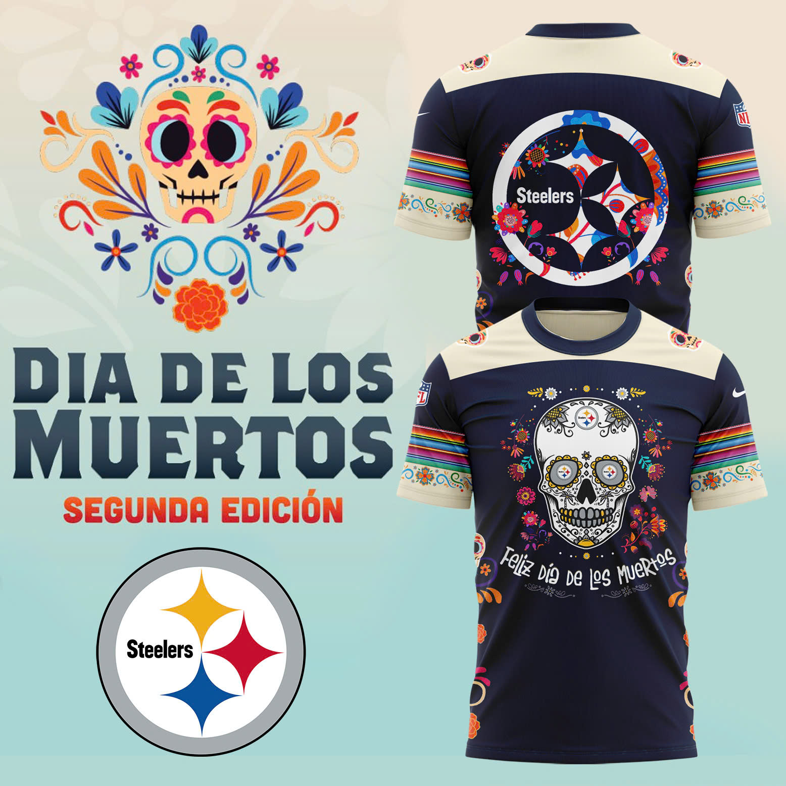 Pittsburgh Steelers Dia De Los Muertos Premium Tee - Famjoys Pittsburgh Steelers Dia De Los Muertos Premium Tee - Famjoys