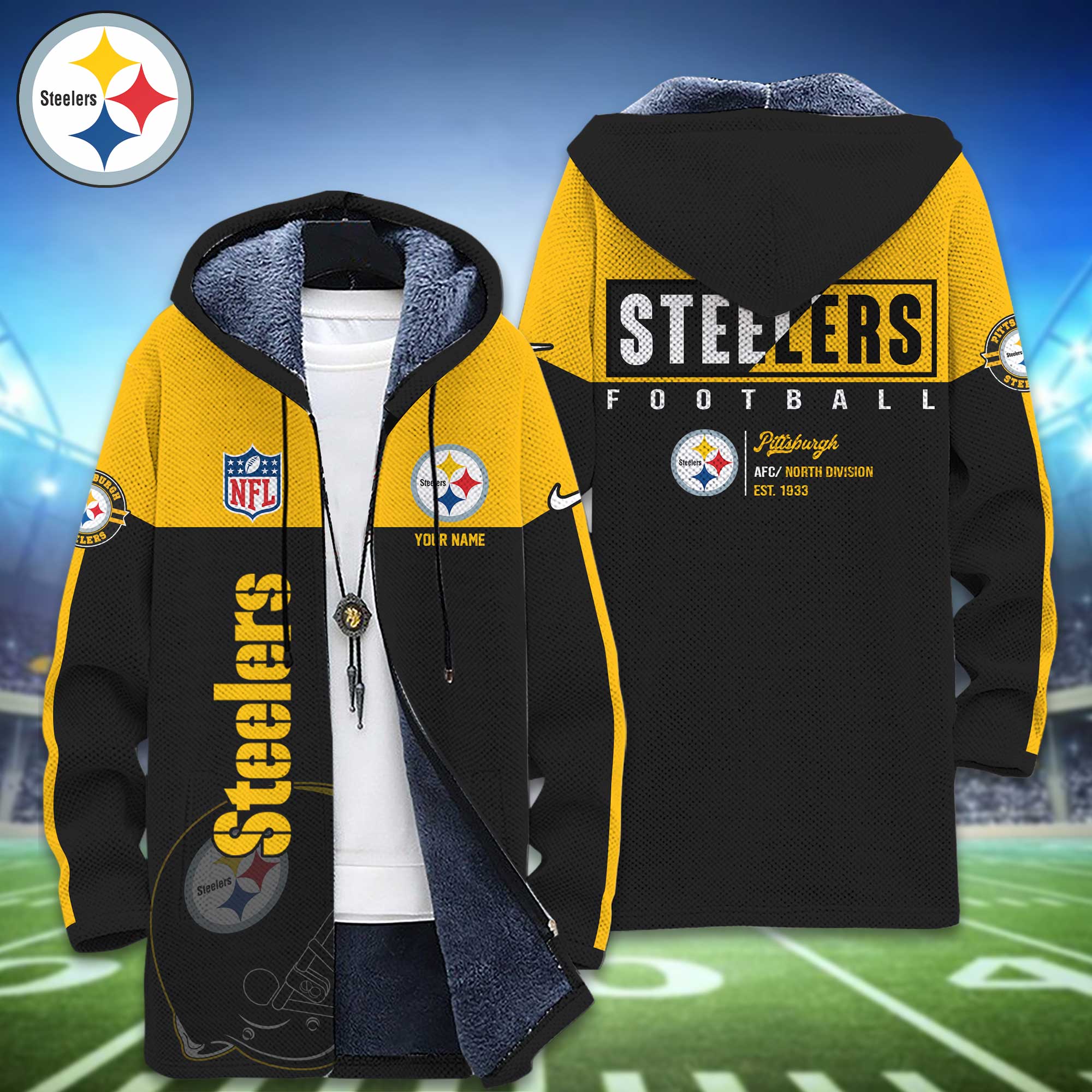 Pittsburgh Steelers Fleece Wind Jacket - Famjoys Pittsburgh Steelers Fleece Wind Jacket - Famjoys