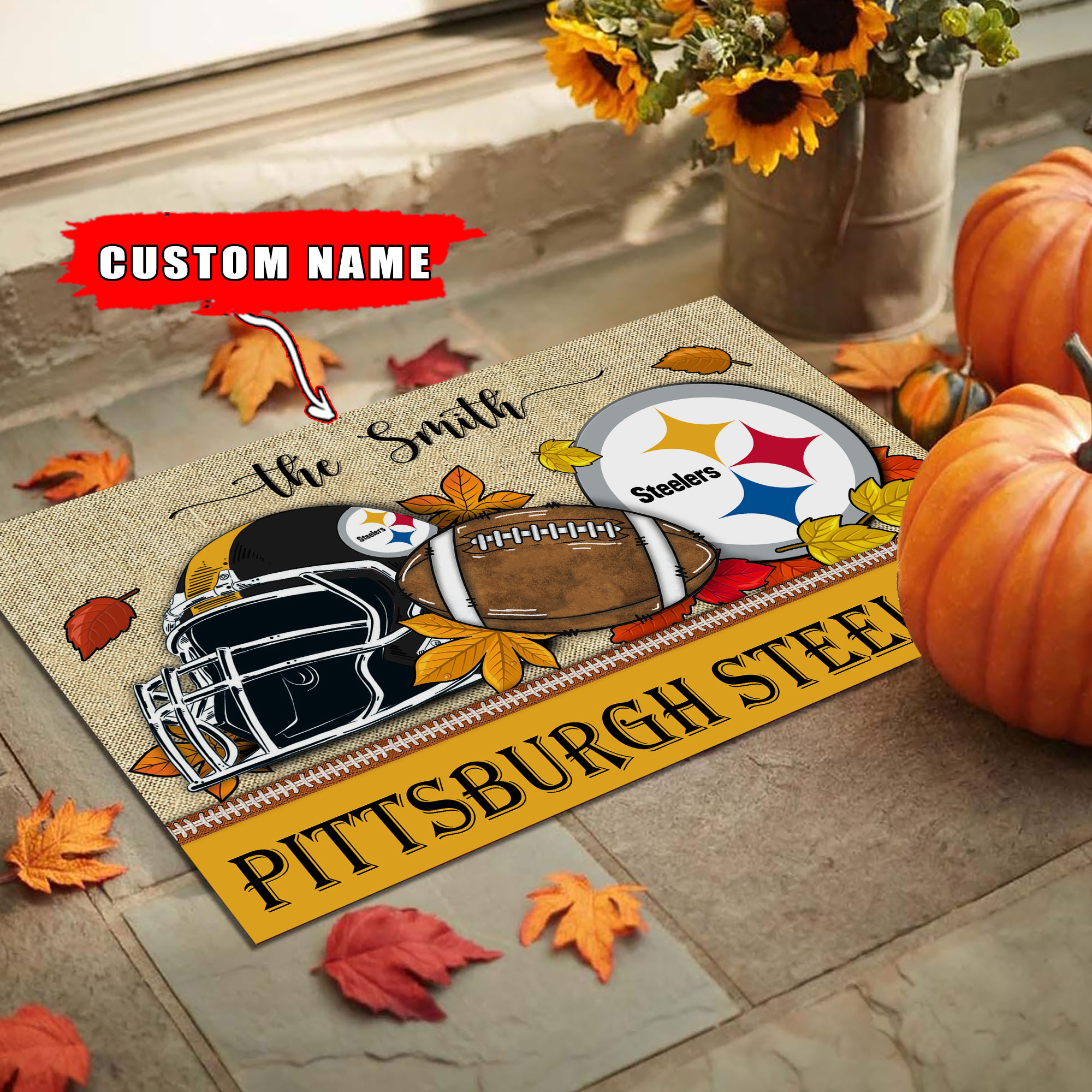 Pittsburgh Steelers Football Doormat - Famjoys Pittsburgh Steelers Football Doormat - Famjoys