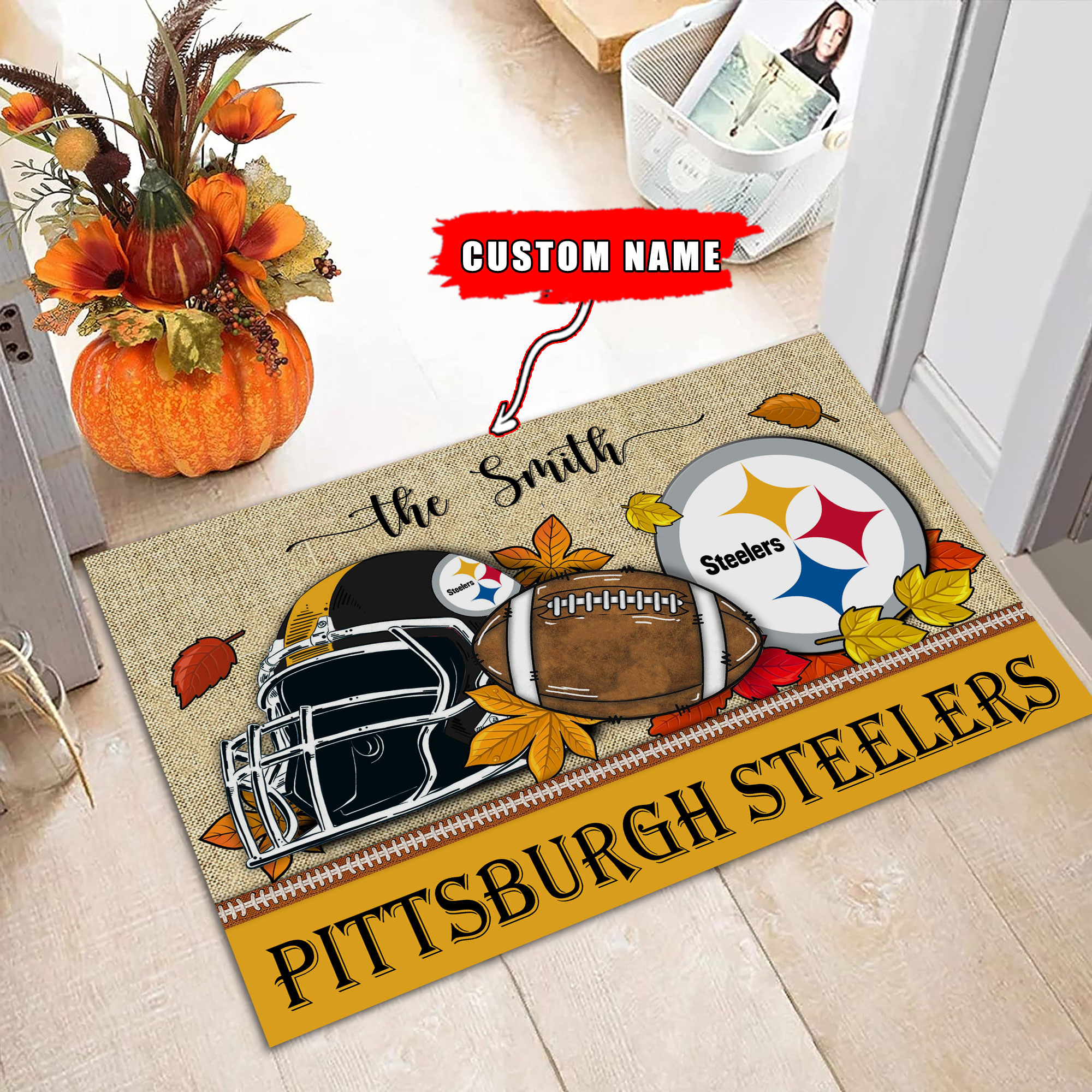 Pittsburgh Steelers Football Doormat - Famjoys Pittsburgh Steelers Football Doormat - Famjoys