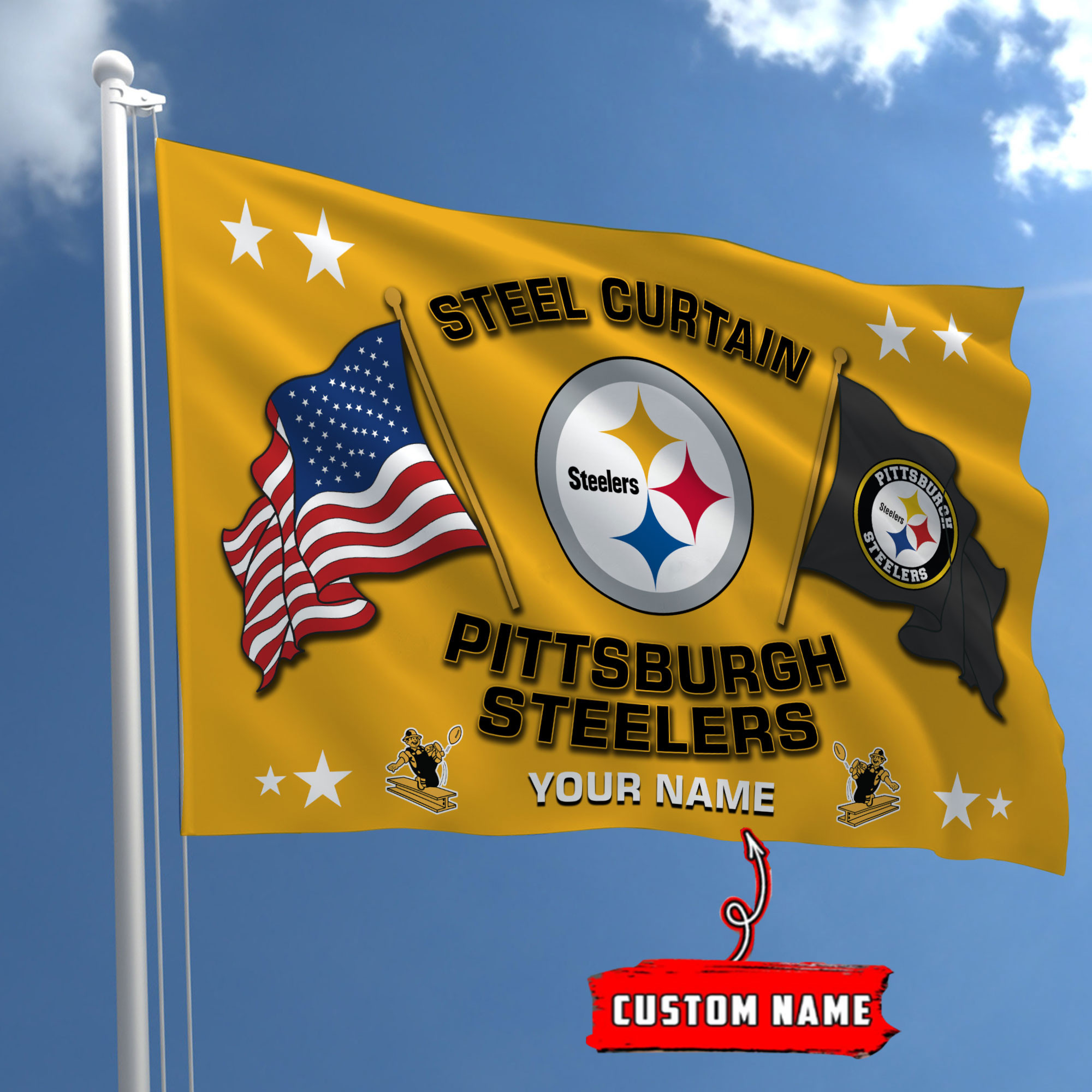 Pittsburgh Steelers Football House Flag - Famjoys Pittsburgh Steelers Football House Flag - Famjoys