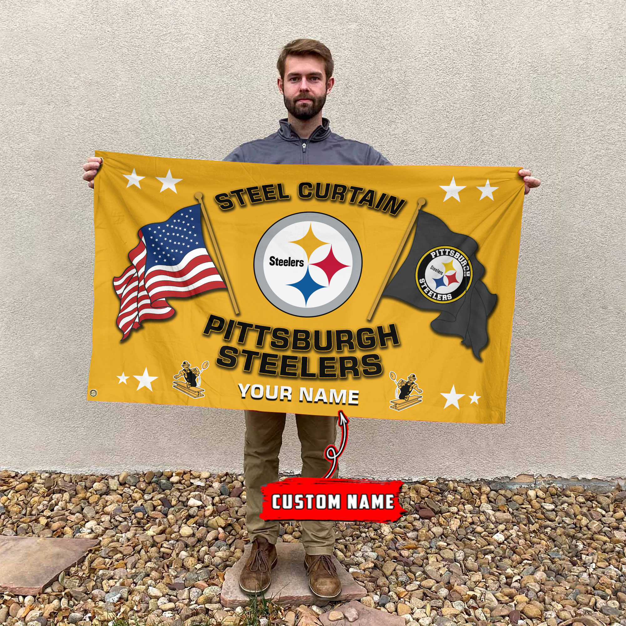 Pittsburgh Steelers Football House Flag - Famjoys Pittsburgh Steelers Football House Flag - Famjoys