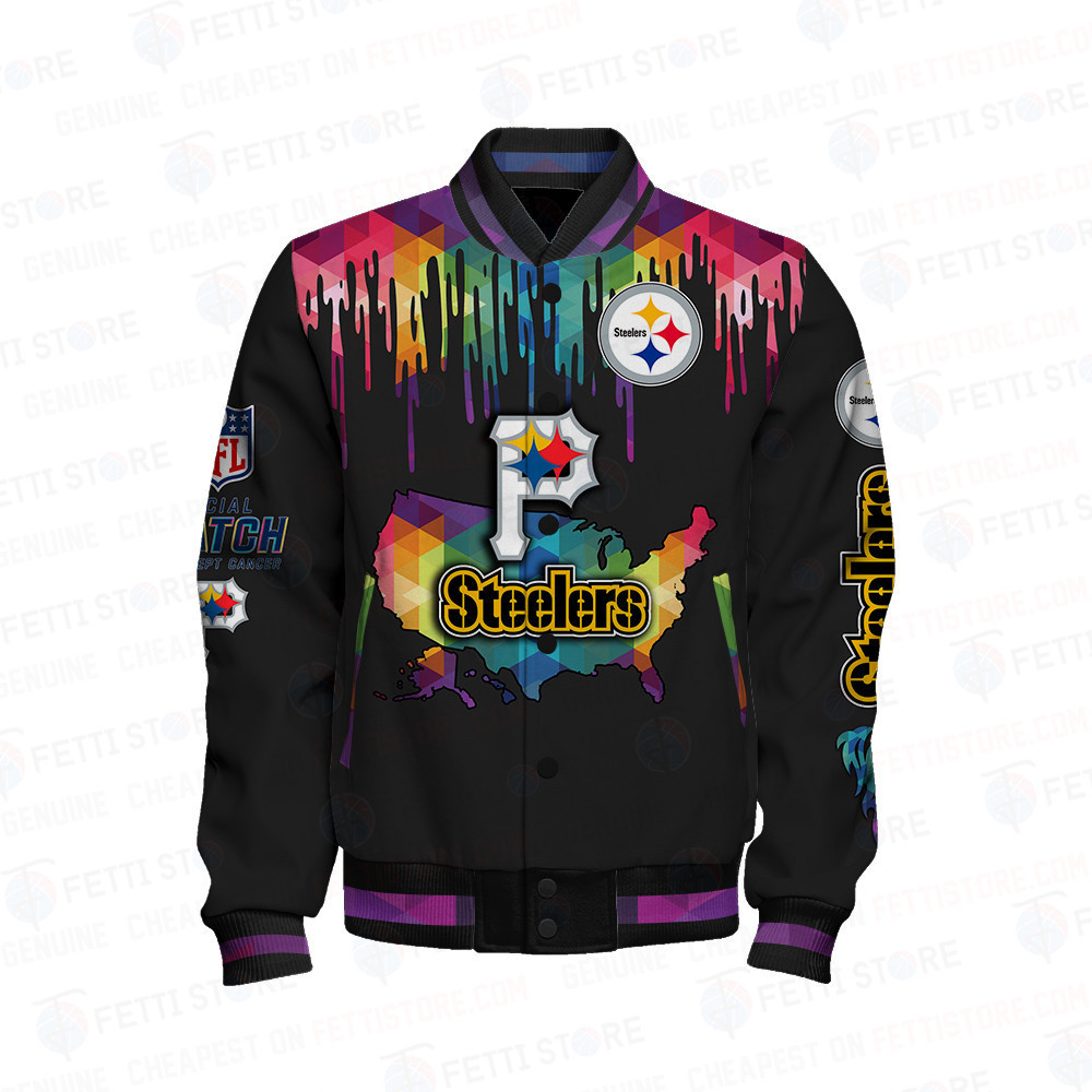 Pittsburgh Steelers - National Football League AOP Varsity Jacket V3 - Famjoys Pittsburgh Steelers - National Football League AOP Varsity Jacket V3 - Famjoys