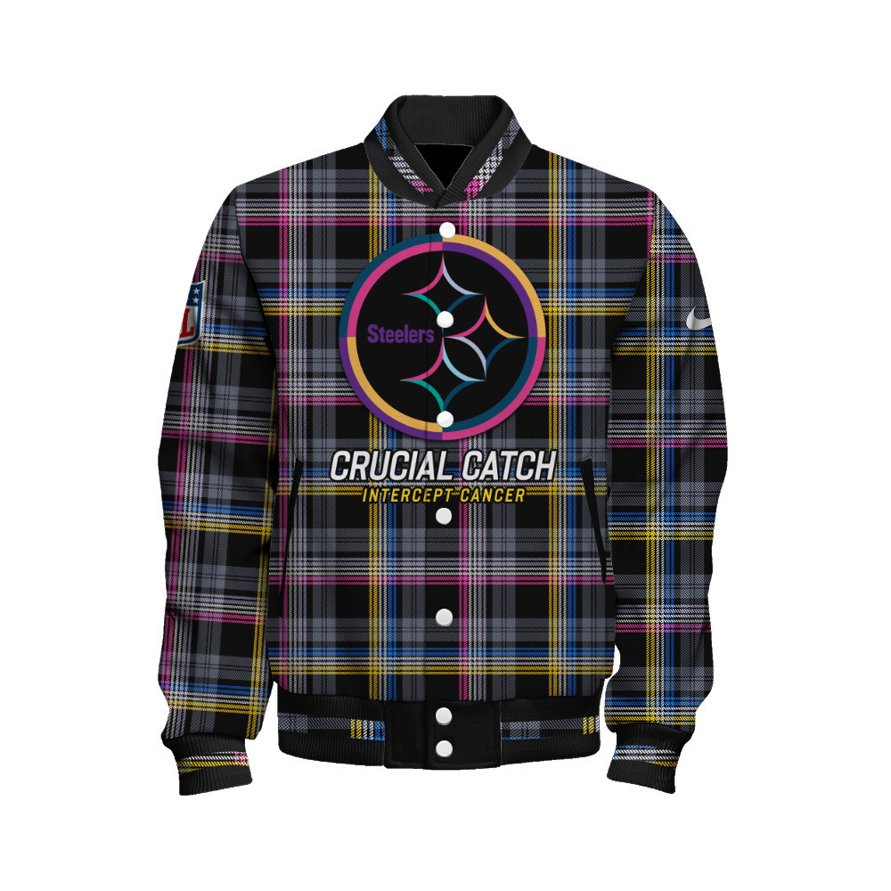 Pittsburgh Steelers National Football League Crucial Catch Unisex Varsity Jacket - Famjoys Pittsburgh Steelers National Football League Crucial Catch Unisex Varsity Jacket - Famjoys