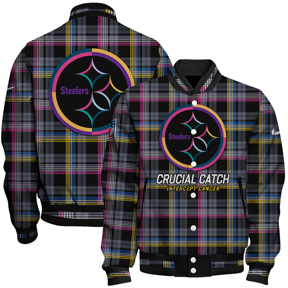 Pittsburgh Steelers National Football League Crucial Catch Unisex Varsity Jacket - Famjoys Pittsburgh Steelers National Football League Crucial Catch Unisex Varsity Jacket - Famjoys