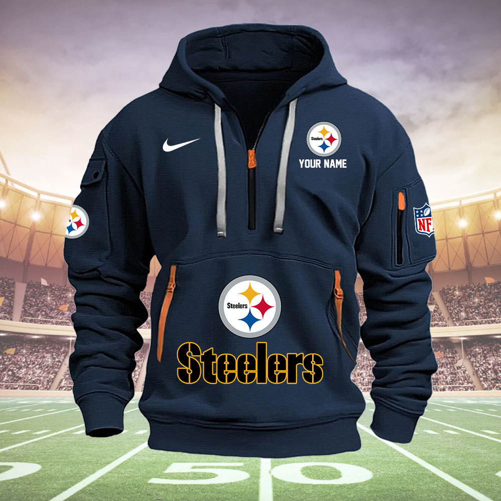 Pittsburgh Steelers New Personalized Quarter Zip Hoodie AZBTQZH000008 - Famjoys Pittsburgh Steelers New Personalized Quarter Zip Hoodie AZBTQZH000008 - Famjoys