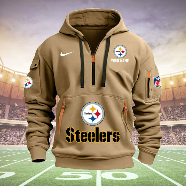 Pittsburgh Steelers New Personalized Quarter Zip Hoodie AZBTQZH000008 - Famjoys Pittsburgh Steelers New Personalized Quarter Zip Hoodie AZBTQZH000008 - Famjoys