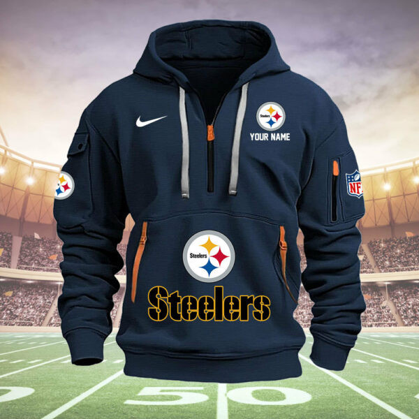 Pittsburgh Steelers New Personalized Quarter Zip Hoodie AZBTQZH000008 - Famjoys Pittsburgh Steelers New Personalized Quarter Zip Hoodie AZBTQZH000008 - Famjoys