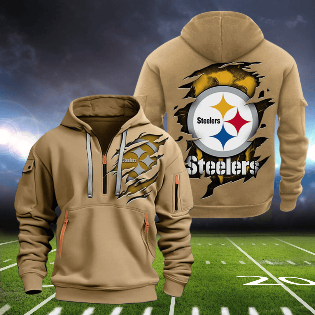 Pittsburgh Steelers New Personalized Quarter Zip Hoodie AZBTQZH000089 - Famjoys Pittsburgh Steelers New Personalized Quarter Zip Hoodie AZBTQZH000089 - Famjoys