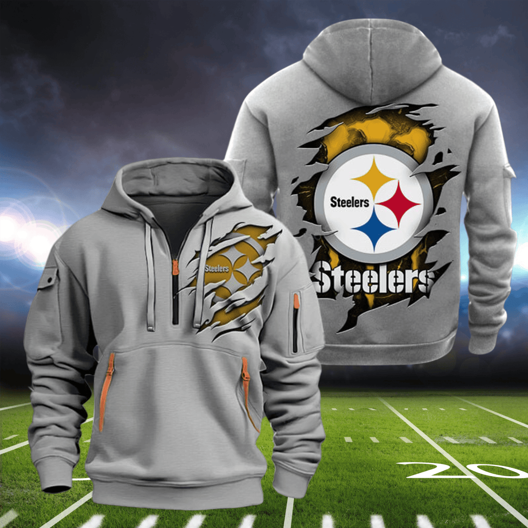 Pittsburgh Steelers New Personalized Quarter Zip Hoodie AZBTQZH000089 - Famjoys Pittsburgh Steelers New Personalized Quarter Zip Hoodie AZBTQZH000089 - Famjoys