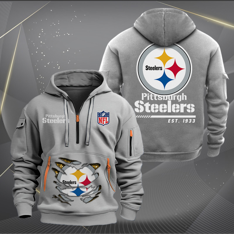 Pittsburgh Steelers New Personalized Quarter Zip Hoodie AZBTQZH000121 - Famjoys Pittsburgh Steelers New Personalized Quarter Zip Hoodie AZBTQZH000121 - Famjoys