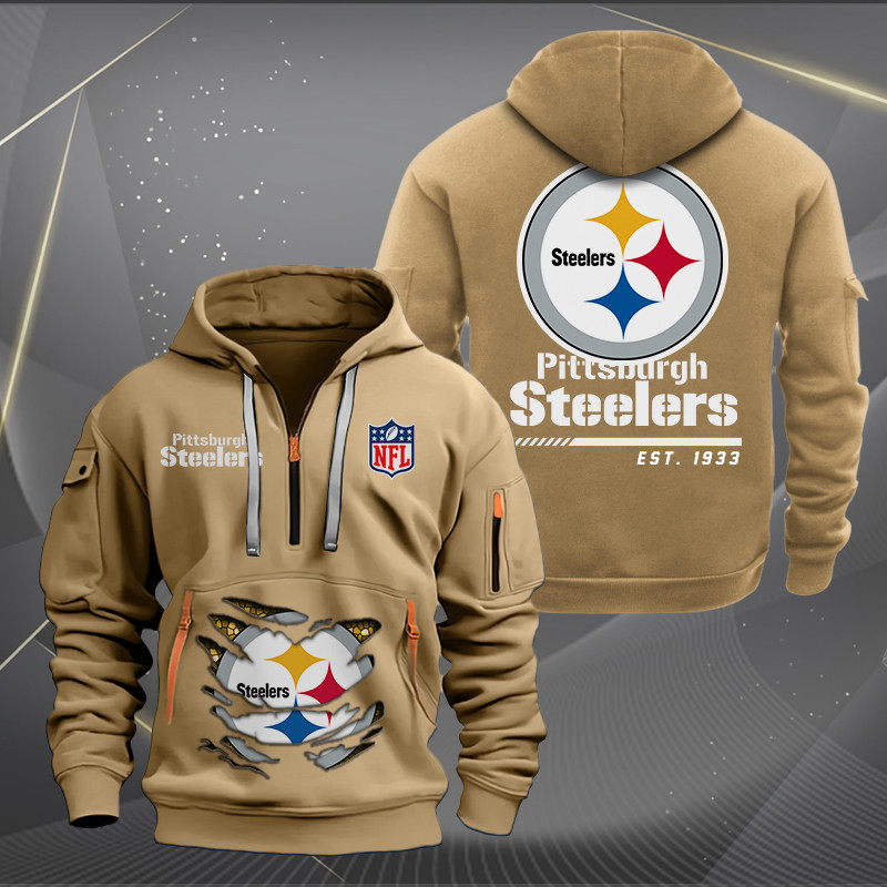 Pittsburgh Steelers New Personalized Quarter Zip Hoodie AZBTQZH000121 - Famjoys Pittsburgh Steelers New Personalized Quarter Zip Hoodie AZBTQZH000121 - Famjoys