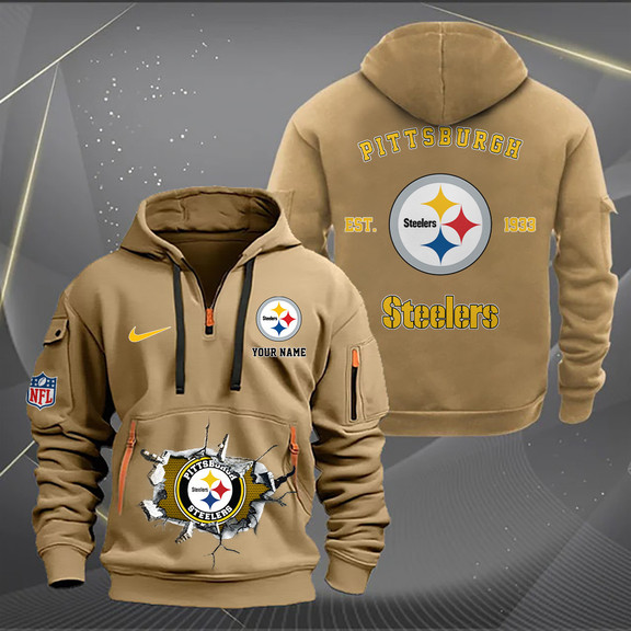 Pittsburgh Steelers New Personalized Quarter Zip Hoodie AZBTQZH000137 - Famjoys Pittsburgh Steelers New Personalized Quarter Zip Hoodie AZBTQZH000137 - Famjoys
