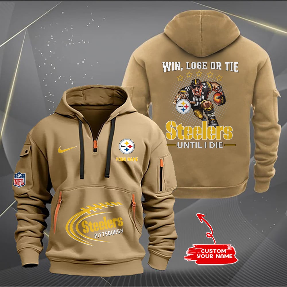 Pittsburgh Steelers New Personalized Quarter Zip Hoodie AZBTQZH000178 - Famjoys Pittsburgh Steelers New Personalized Quarter Zip Hoodie AZBTQZH000178 - Famjoys