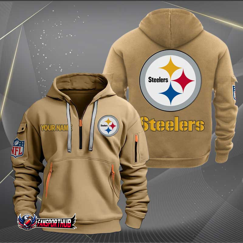 Pittsburgh Steelers New Personalized Quarter Zip Hoodie AZBTQZH000215 - Famjoys Pittsburgh Steelers New Personalized Quarter Zip Hoodie AZBTQZH000215 - Famjoys