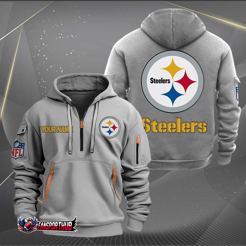Pittsburgh Steelers New Personalized Quarter Zip Hoodie AZBTQZH000215 - Famjoys Pittsburgh Steelers New Personalized Quarter Zip Hoodie AZBTQZH000215 - Famjoys
