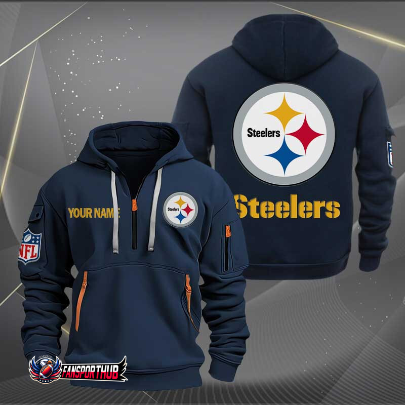 Pittsburgh Steelers New Personalized Quarter Zip Hoodie AZBTQZH000215 - Famjoys Pittsburgh Steelers New Personalized Quarter Zip Hoodie AZBTQZH000215 - Famjoys