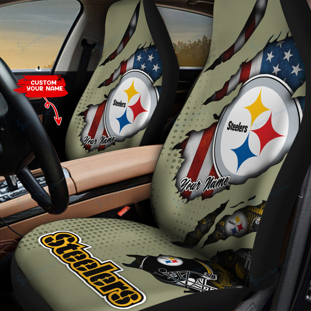 Pittsburgh Steelers Personalized Car Seat Covers BG228 - Famjoys Pittsburgh Steelers Personalized Car Seat Covers BG228 - Famjoys