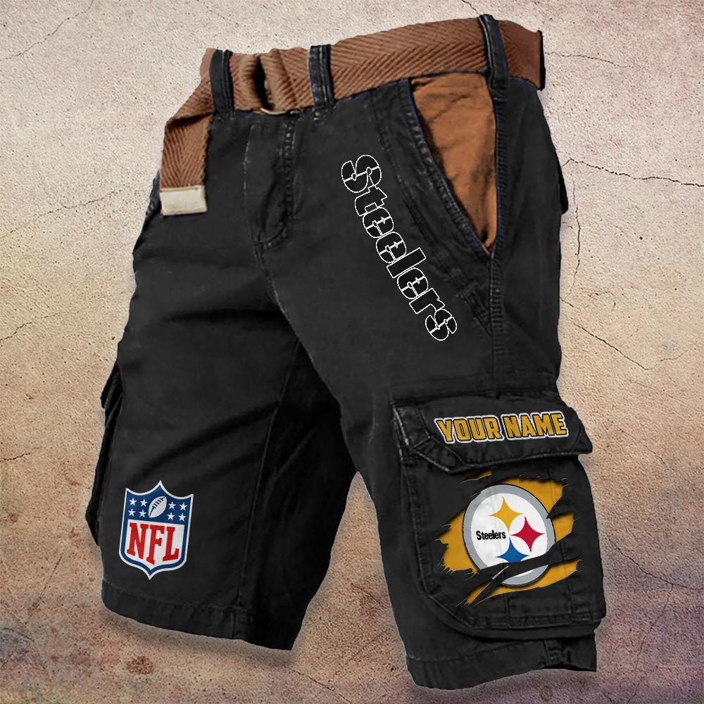 Pittsburgh Steelers Pocket Print Cargo Shorts - Famjoys Pittsburgh Steelers Pocket Print Cargo Shorts - Famjoys