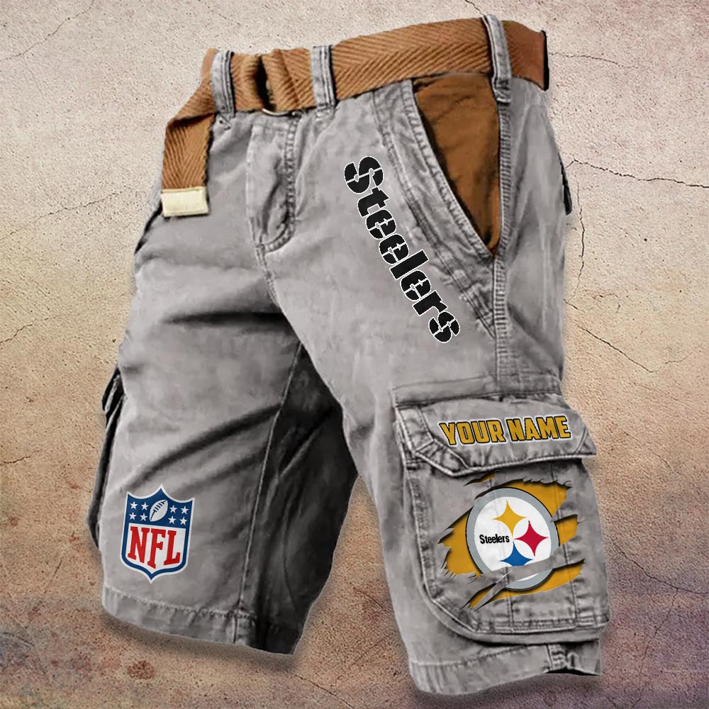 Pittsburgh Steelers Pocket Print Cargo Shorts - Famjoys Pittsburgh Steelers Pocket Print Cargo Shorts - Famjoys