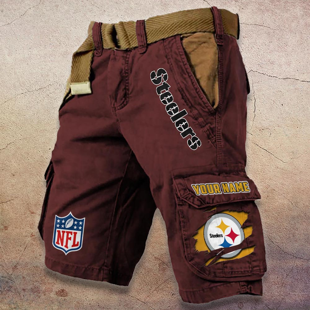 Pittsburgh Steelers Pocket Print Cargo Shorts - Famjoys Pittsburgh Steelers Pocket Print Cargo Shorts - Famjoys